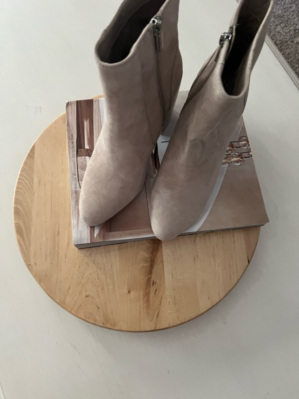 Vince Camuto Taupe Pointed Toe Ankle Booties